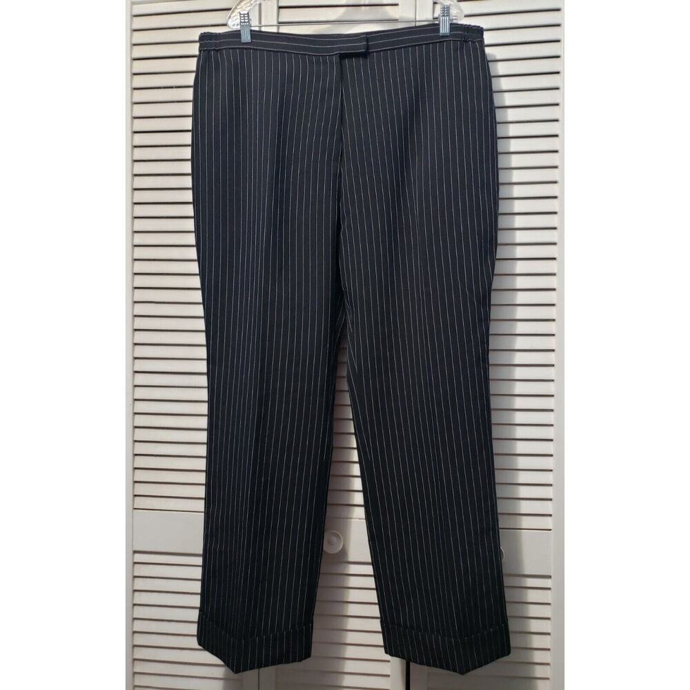 Milano Moda Dress‎ Pants Women's Size 22 Black Pinstripe Cuffed Hems Pockets